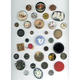 A full card of division 1 & 3 assorted material buttons