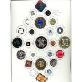 A card of division one and three of Squares on buttons