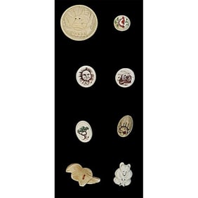 A partial card of division three natural material buttons