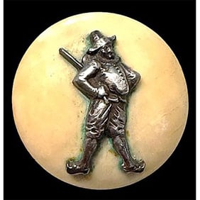 A division one natural material pictorial button