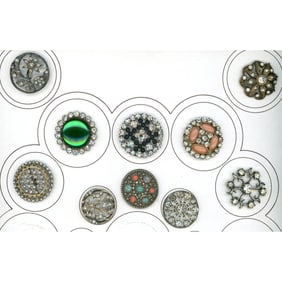 A partial card of division one "Glitzy" buttons