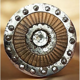 A Division one wood and steel button