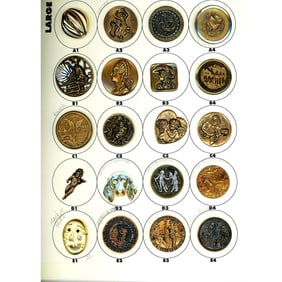A full card of division 1 & 3 Metal buttons