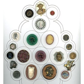 A partial card of division 1 & 3 assorted head buttons