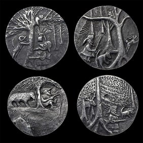 A RARE set of pewter Sporting pictorial buttons