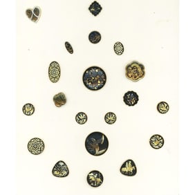 A card of Japanese Damascene metal works buttons