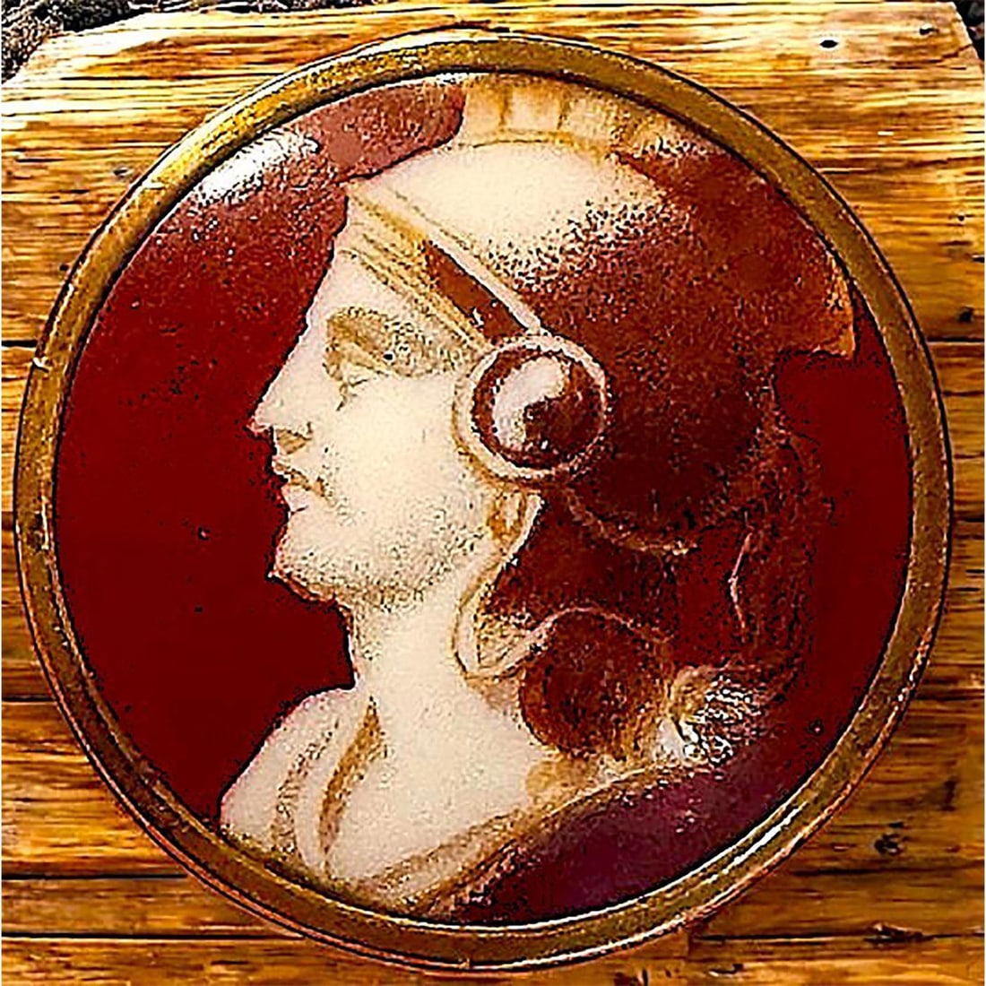 A division one porcelain set in metal pictorial button (1 of 2)