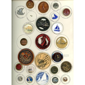 A card of division 1 & 3 assorted sailing vessel buttons