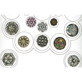 A partial card of division one "Glitzy" buttons