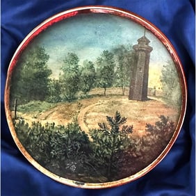 A division one hand painted scene under glass button