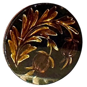 A division one scarce black glass pictorial button