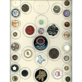 A card of division one and three assorted flower buttons