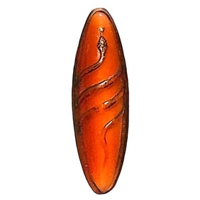 A division one pictorial orange glass button