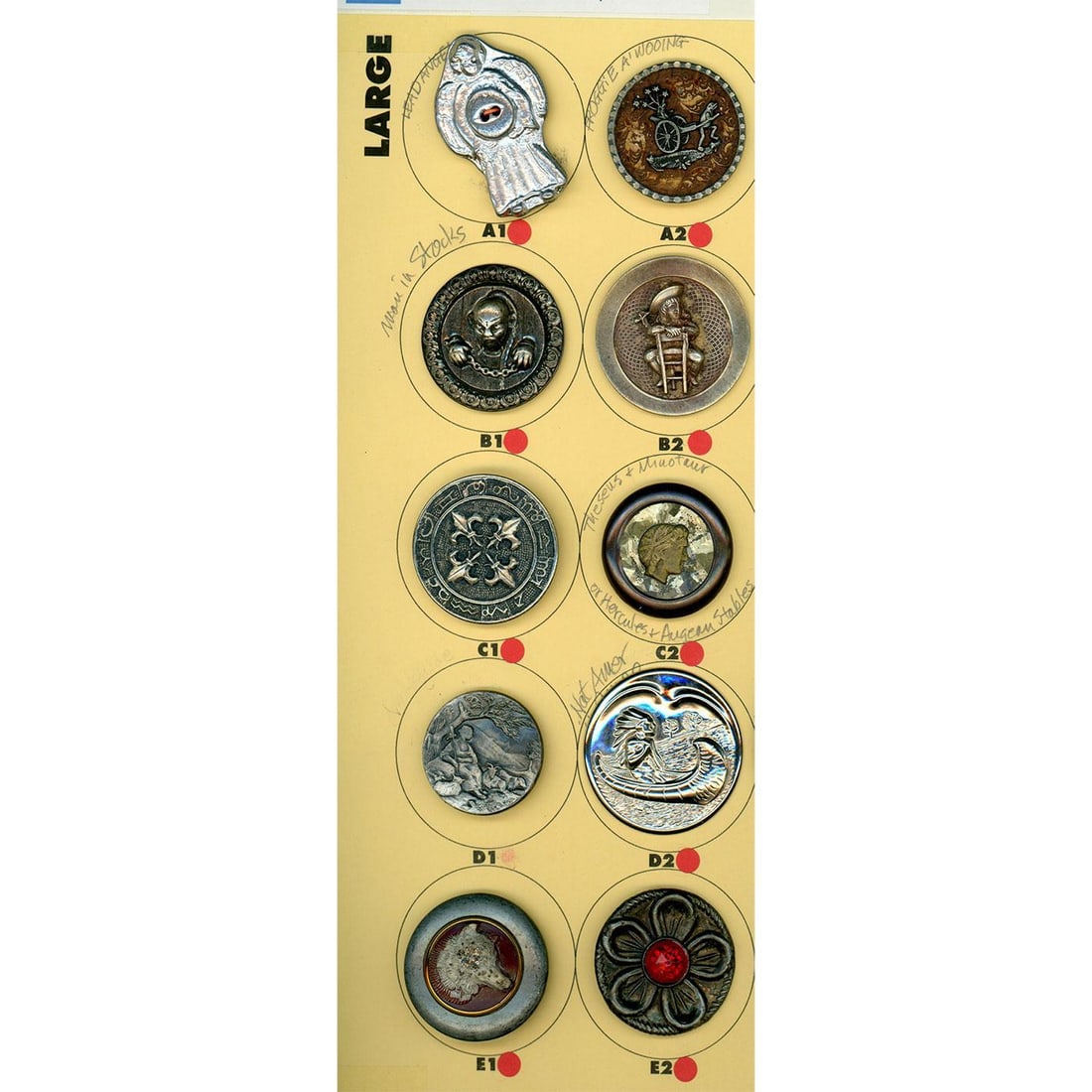 A small card of division one and three metal buttons (1 of 4)