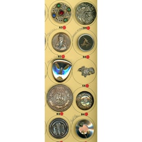 A partial card of division 1 & 3 metal buttons