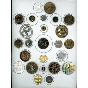 A card of division 1 & 3 assorted animal life buttons