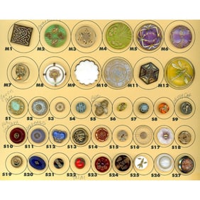 A card of division 1 & 3 assorted glass buttons