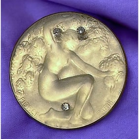 A rare division one pictorial glass button in metal