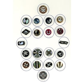 2 Cards of division one assorted inlay buttons