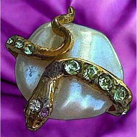 A division one jeweled brass and pearl pictorial button