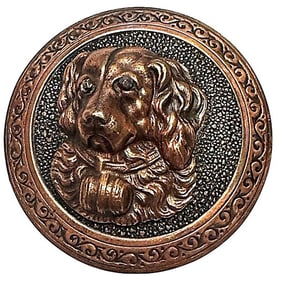 A division one high relief button of a DOG
