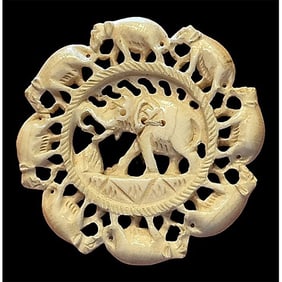 An incredibly carved natural material of Elephants