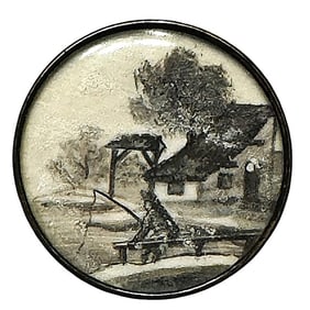 A division one hand painted scene under glass