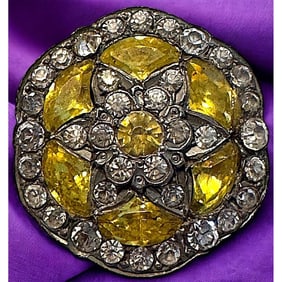 A division one overall jeweled button in silver