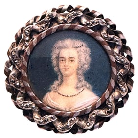 A division one hand painting under glass button