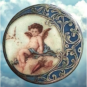 A division one pictorial porcelain button