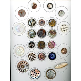 A card of division one assorted pearl buttons