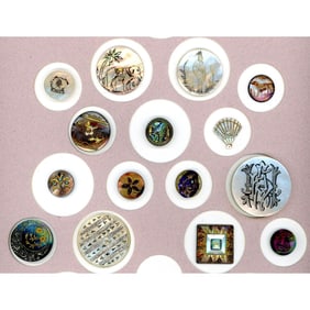 A partial card of division one pearl buttons