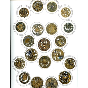 A full card of division one metal and steel buttons