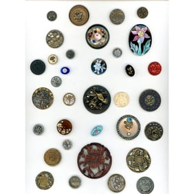 A full card of division 1 & 3 assorted floral buttons