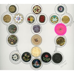 A partial card of division 1 & 3 assorted floral buttons