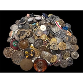 A bag lot of assorted material buttons