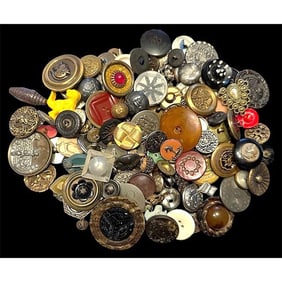 A bag lot of assorted material buttons