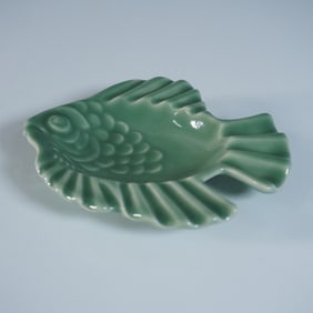 Rookwood Pottery Green Glazed Fish Dish