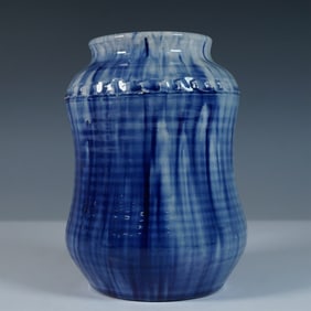 William Moorcroft Pottery Blue and White Glazed Vase