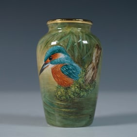 Moorcroft Enamel by Terry Halloran Vase, The Kingfisher