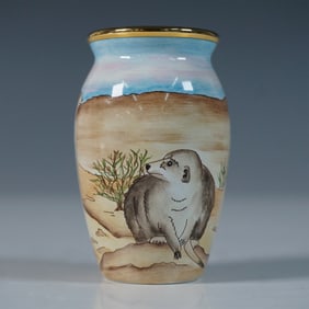 Moorcroft Enamel Meerkat Vase