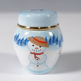 Moorcroft Enamel by Elizabeth Todd Snowman Ginger Jar