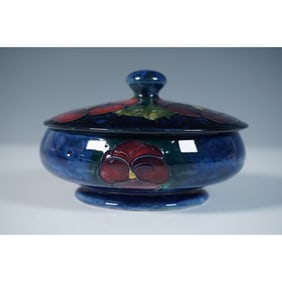Moorcroft Pottery Powder Bowl, Pansy