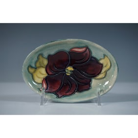Moorcroft Pottery Small Oval Bowl, Clematis