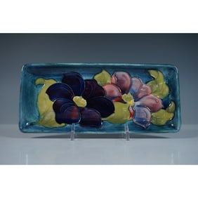 Moorcroft Pottery Rectangular Tray, Clematis