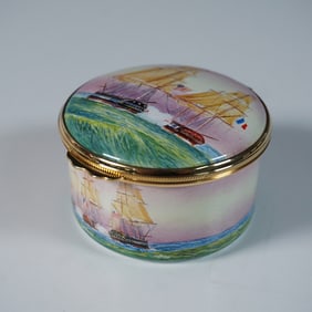 Moorcroft Enamel by Peter Graves Box, USS Constitution