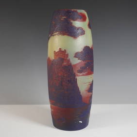 De Vez Inpsired French Cameo Glass Landscape Vase (1 of 6)