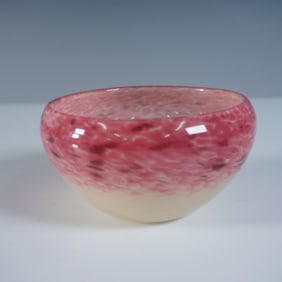 Schneider France Art Deco Pate de Verre Glass Bowl in Pink and Yellow