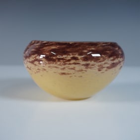 Schneider France Art Deco Pate de Verre Glass Bowl in Yellow and Brown