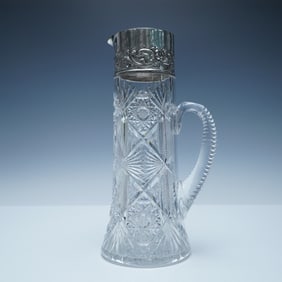 Crystal Pitcher with Sterling Silver Collar